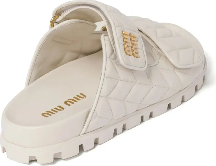 Matelassé nappa leather slides - Image 3