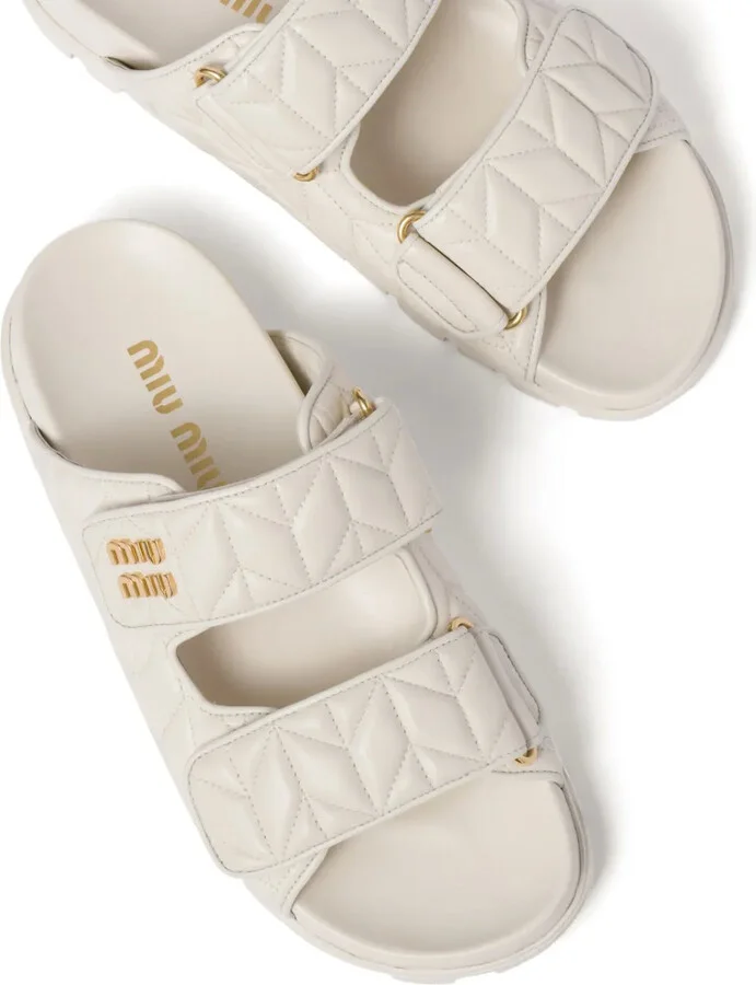 Matelassé nappa leather slides - Image 4