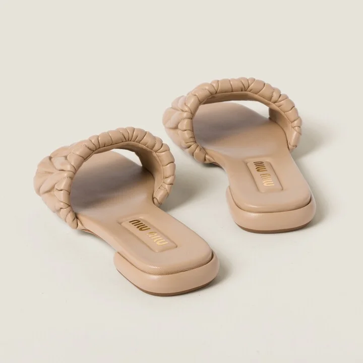 Matelassé nappa leather slides - Image 3
