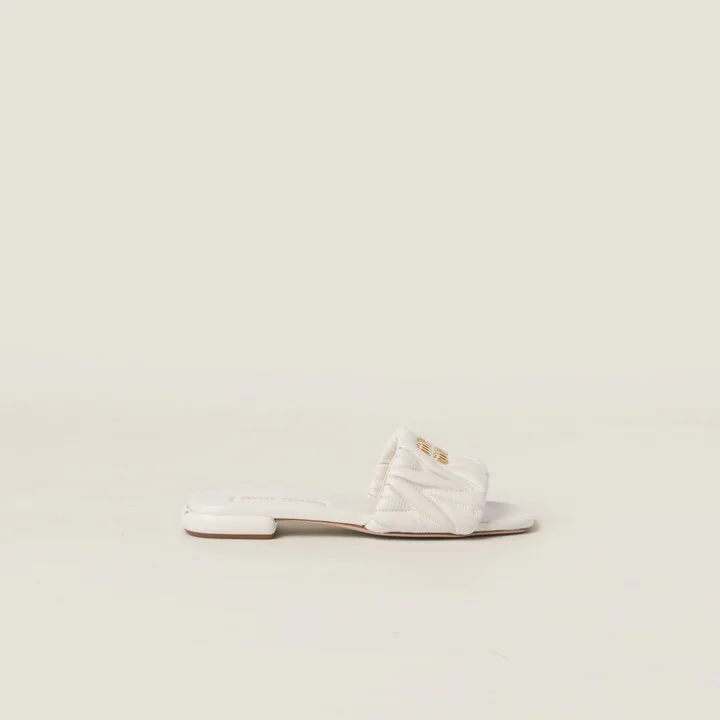 Matelassé nappa leather slides - Image 2