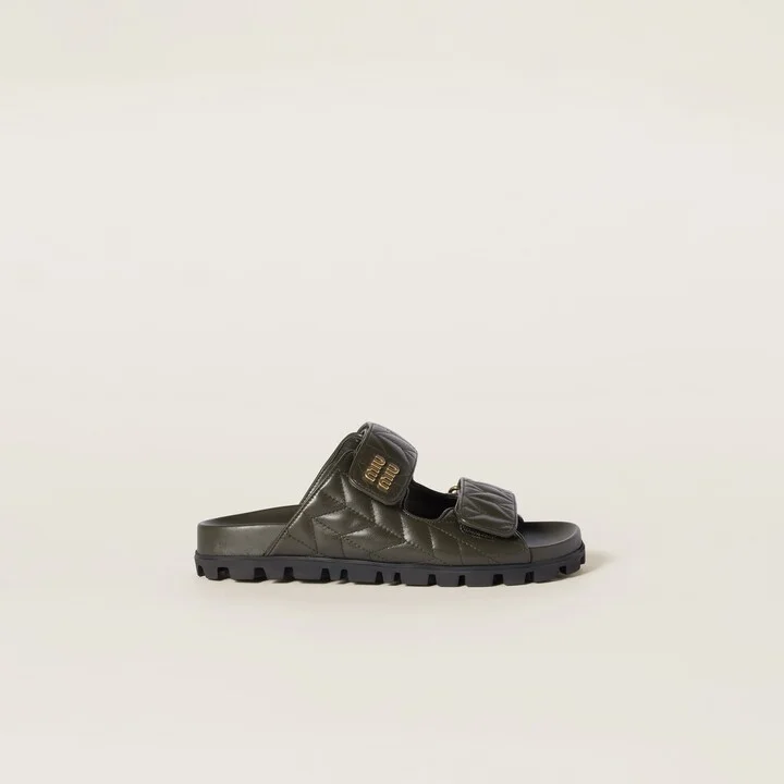 Matelassé nappa leather slides - Image 2