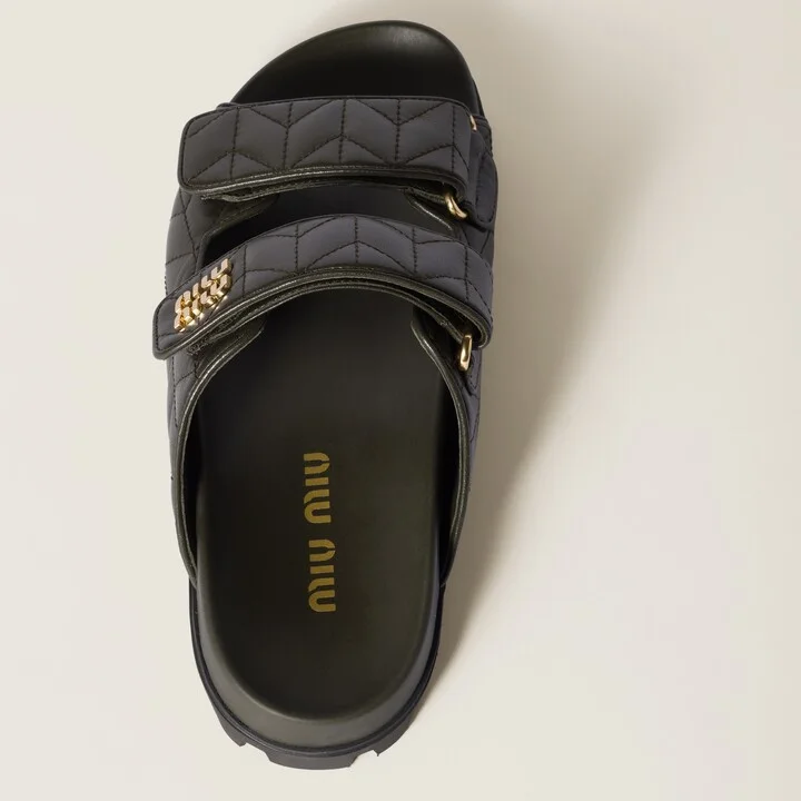 Matelassé nappa leather slides - Image 3