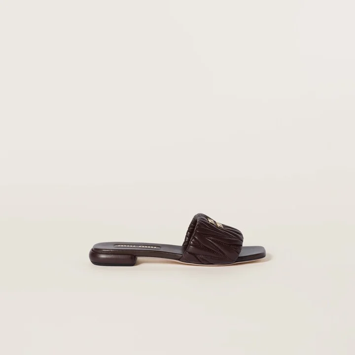 Matelassé nappa leather slides - Image 2