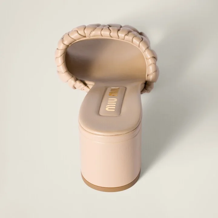 Matelassé nappa leather slides - Image 3