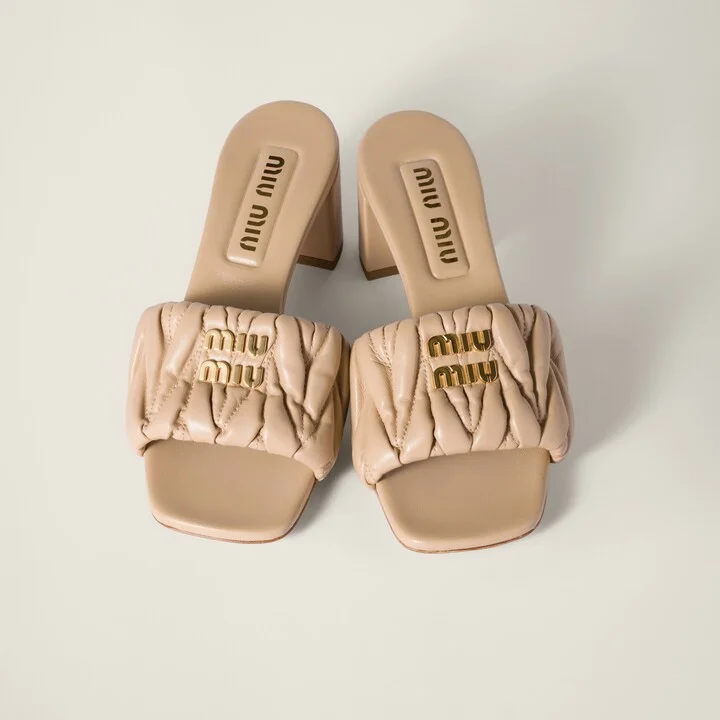 Matelassé nappa leather slides - Image 4