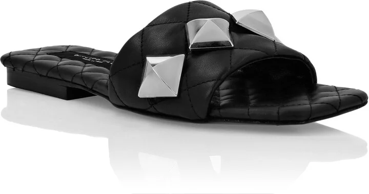 Matelassè Sandals Flat Studs