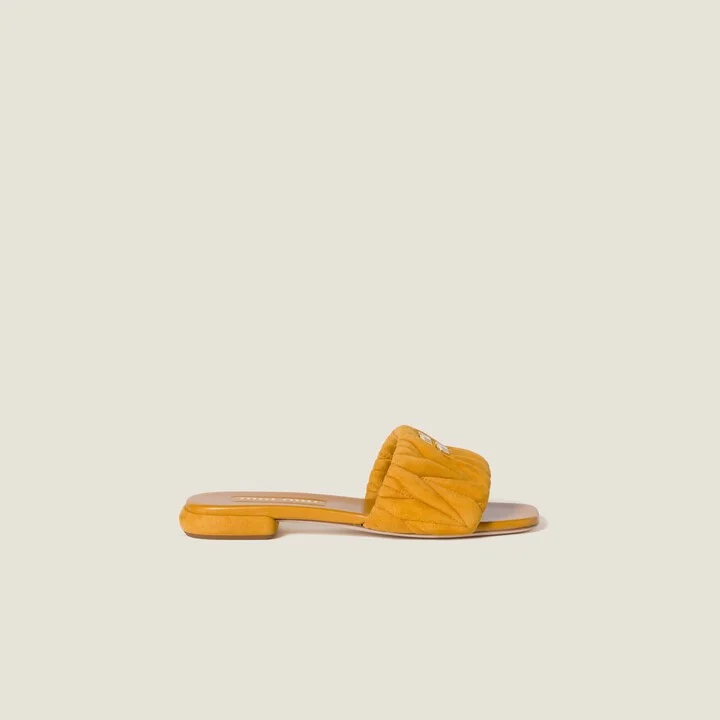 Matelassé suede slides - Image 2
