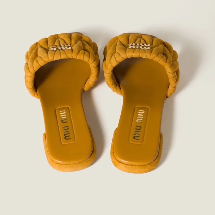 Matelassé suede slides - Image 3