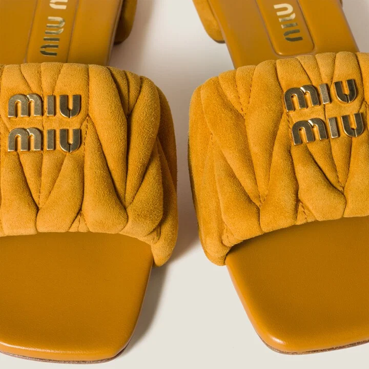 Matelassé suede slides - Image 4