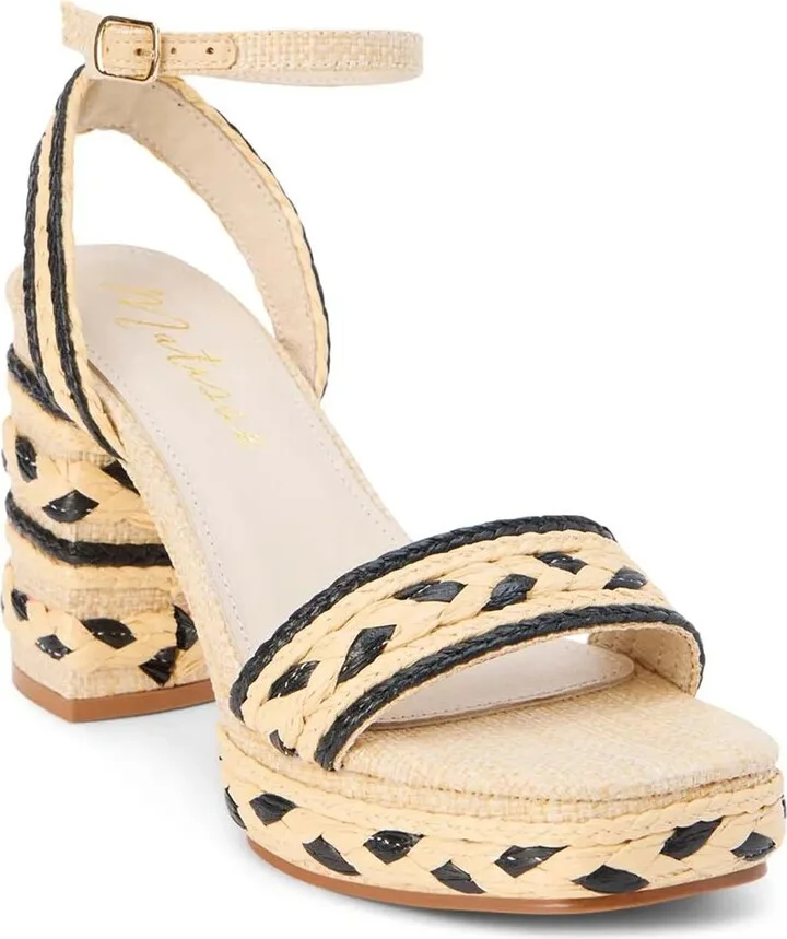Natural Beige/Black Woven Raffia