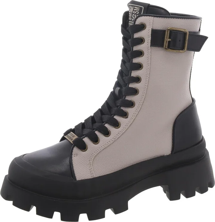 Matriarch Womens Leather Mixed Media Ankle Boots