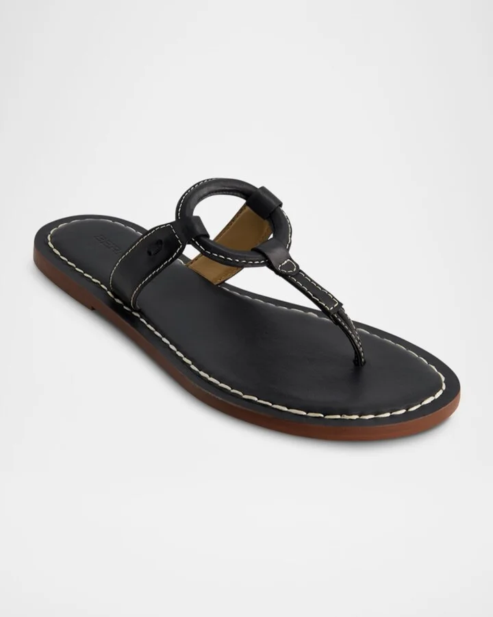 Matrix Leather Flat Thong Sandals - Image 2