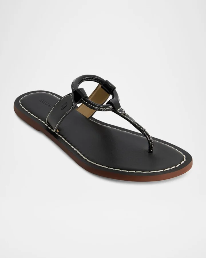 Matrix Patent Leather Flat Thong Sandals - Image 2