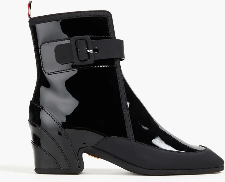 Matte and patent-leather ankle boots