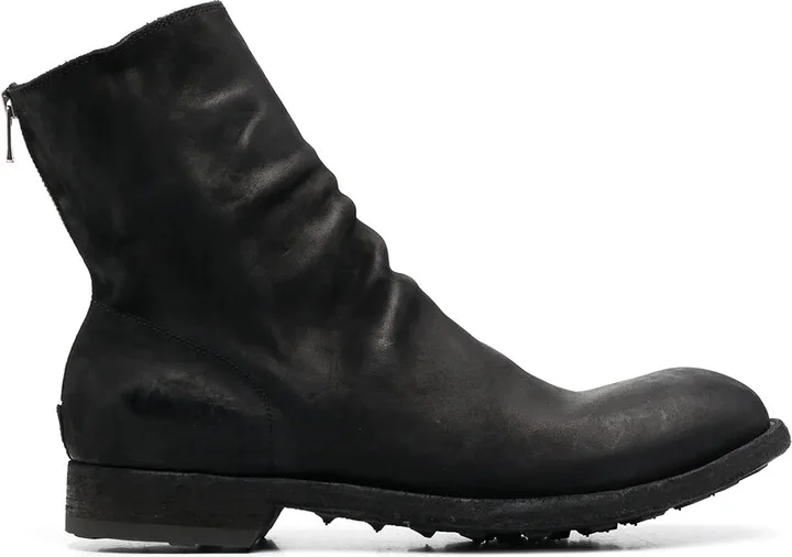 Matte Calf Leather Zip Boots