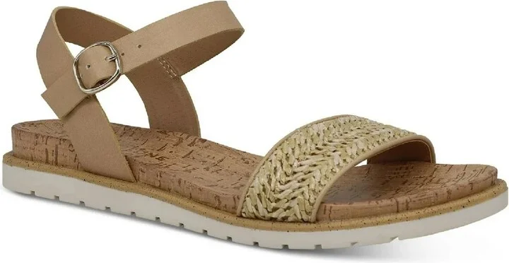 Mattie Flats Sandals Women 5 Brown Raffia Adjustable Strap GBNC434
