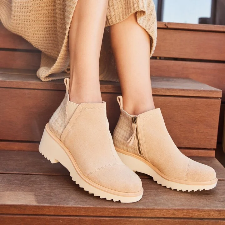 Maude Natural Suede Cozy Plaid Boot - Image 3