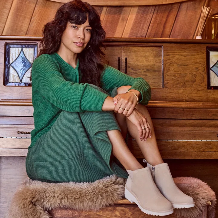 Maude Oatmeal Suede Wedge Boot - Image 2