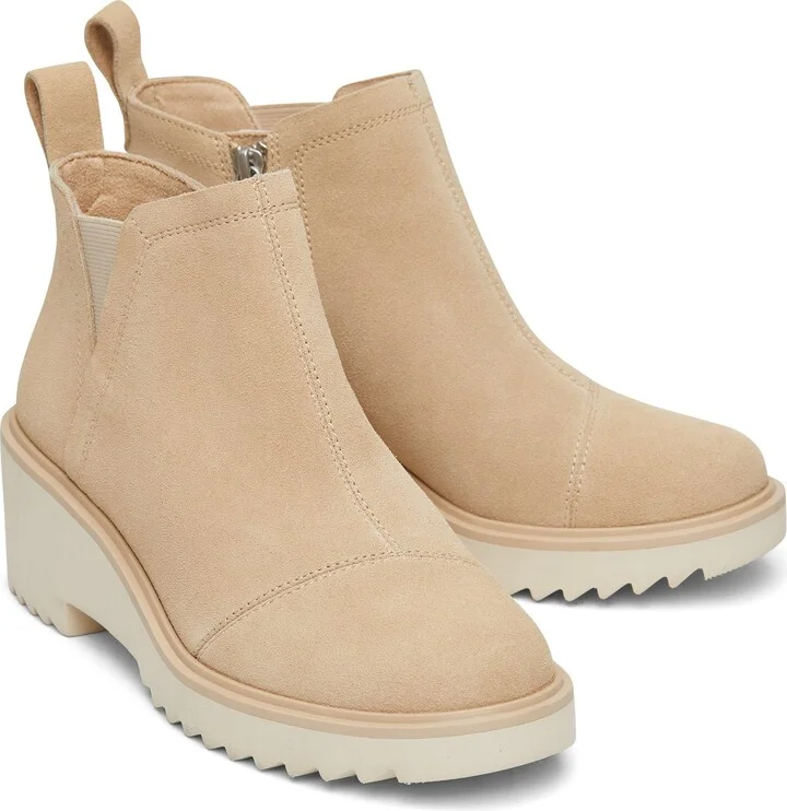 Maude Oatmeal Suede Wedge Boot - Image 4
