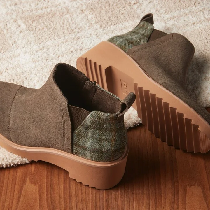 Maude Olive Suede Cozy Plaid Boot