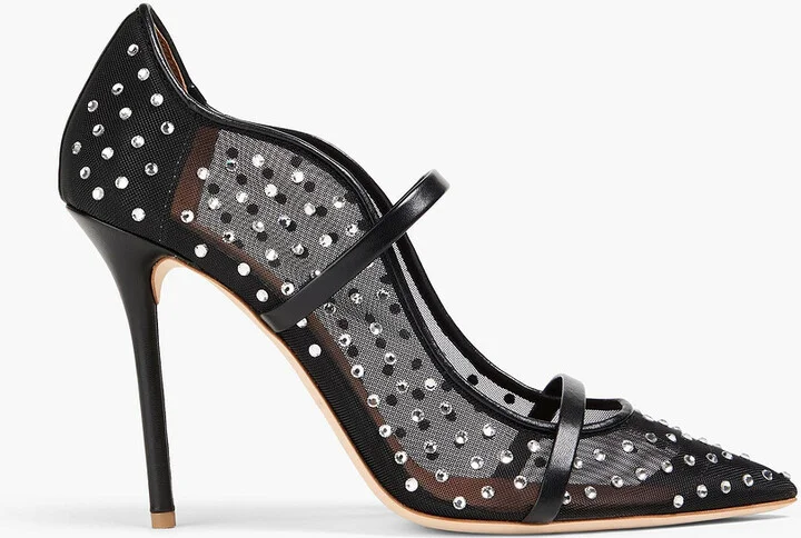 Maureen 100 crystal-embellished mesh pumps