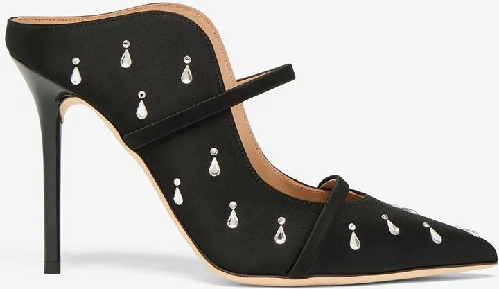 Maureen 100 Crystal Embellished Satin Mules