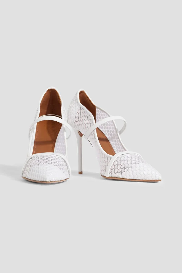 Maureen 100 leather-trimmed lace pumps - Image 2