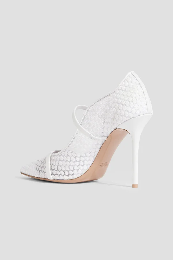 Maureen 100 leather-trimmed lace pumps - Image 3