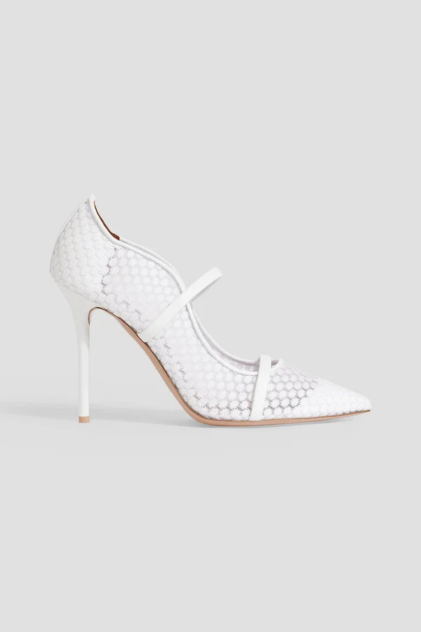 Maureen 100 leather-trimmed lace pumps