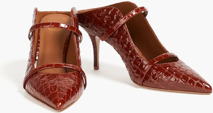 Maureen 70 croc-effect patent-leather mules - Image 2