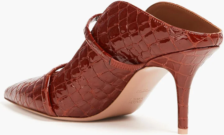 Maureen 70 croc-effect patent-leather mules - Image 3