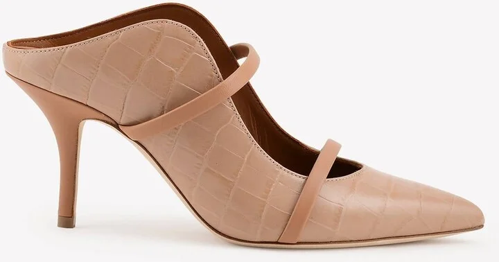 Maureen 70 Croc-Print Leather Mules