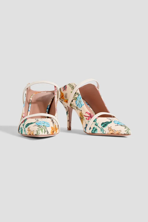 Maureen 70 leather-trimmed floral-print canvas mules - Image 2