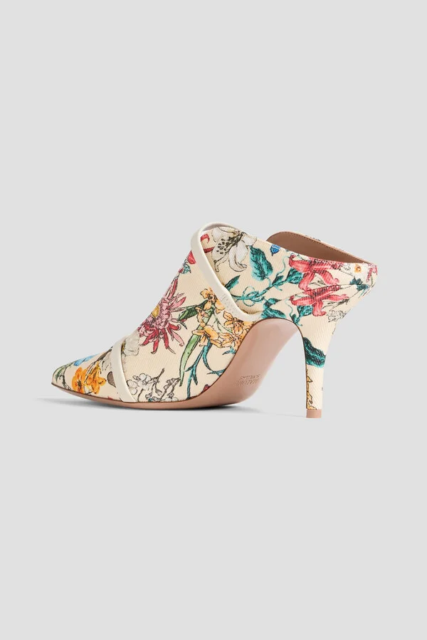 Maureen 70 leather-trimmed floral-print canvas mules - Image 3