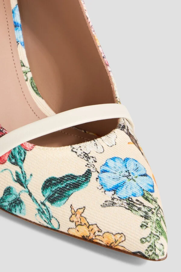Maureen 70 leather-trimmed floral-print canvas mules - Image 4