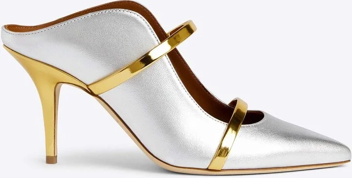 Maureen 70 Metallic Leather Mules