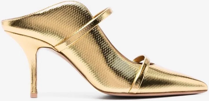 Maureen 70 Metallic Leather Mules