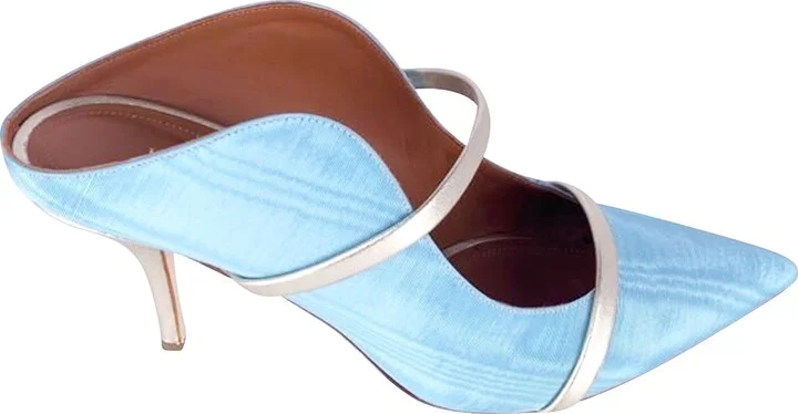 Maureen 70mm Heels in Blue Silk