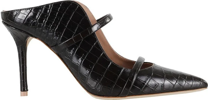 Maureen 85 Crocodile-Effect Leather Mules