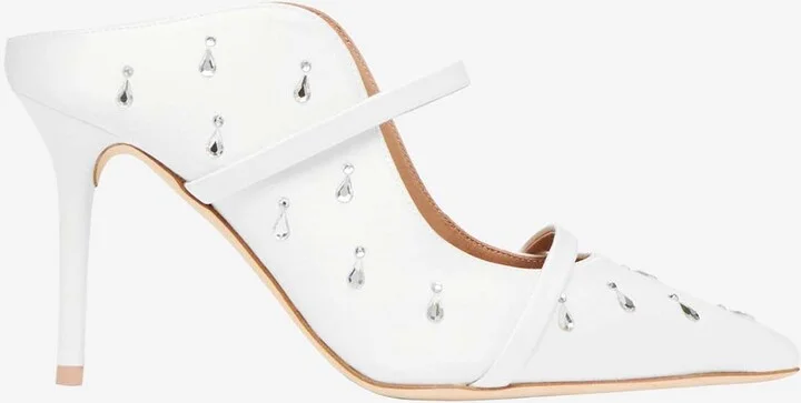 Maureen 85 Crystal-Embellished Satin Mules