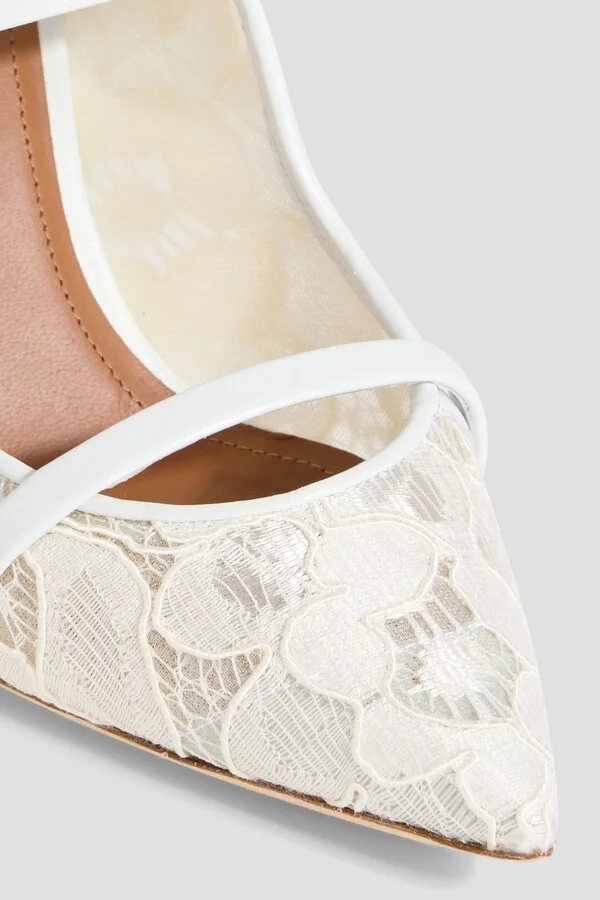 Maureen 85 leather-trimmed corded lace mules - Image 4