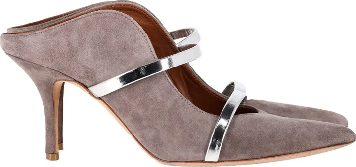 Maureen 85 Mules in Grey Suede