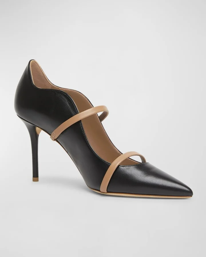Maureen Bicolor Leather Dual-Band Pumps - Image 4