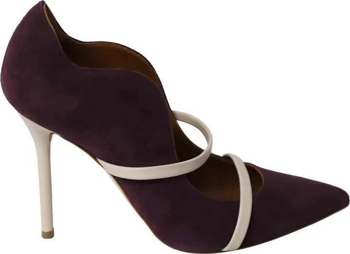 Maureen Contrast Heeled Pumps in Purple Suede