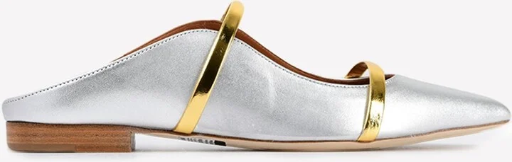 Maureen Flat Mules in Metallic Leather