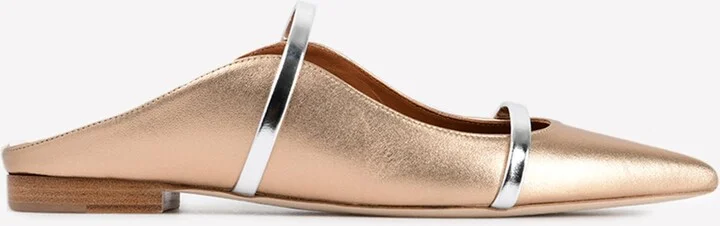 Maureen Flat Mules in Metallic Leather