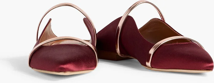 Maureen metallic leather-trimmed satin point-toe flats - Image 2