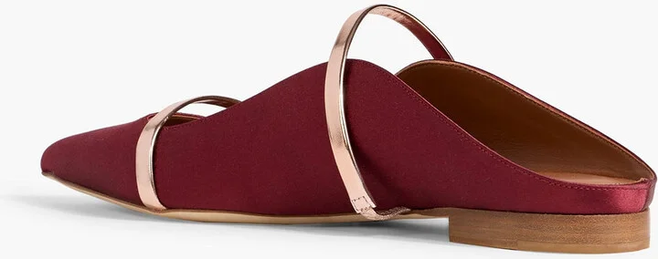Maureen metallic leather-trimmed satin point-toe flats - Image 3
