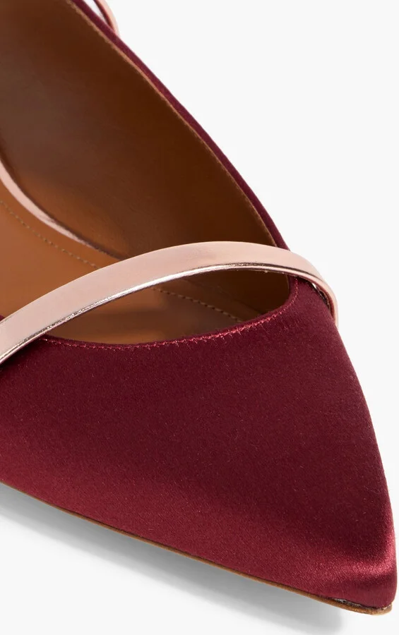 Maureen metallic leather-trimmed satin point-toe flats - Image 4