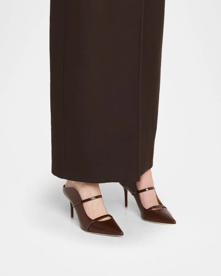 Maureen Nappa Leather Mules with Double Patent Straps - Image 2